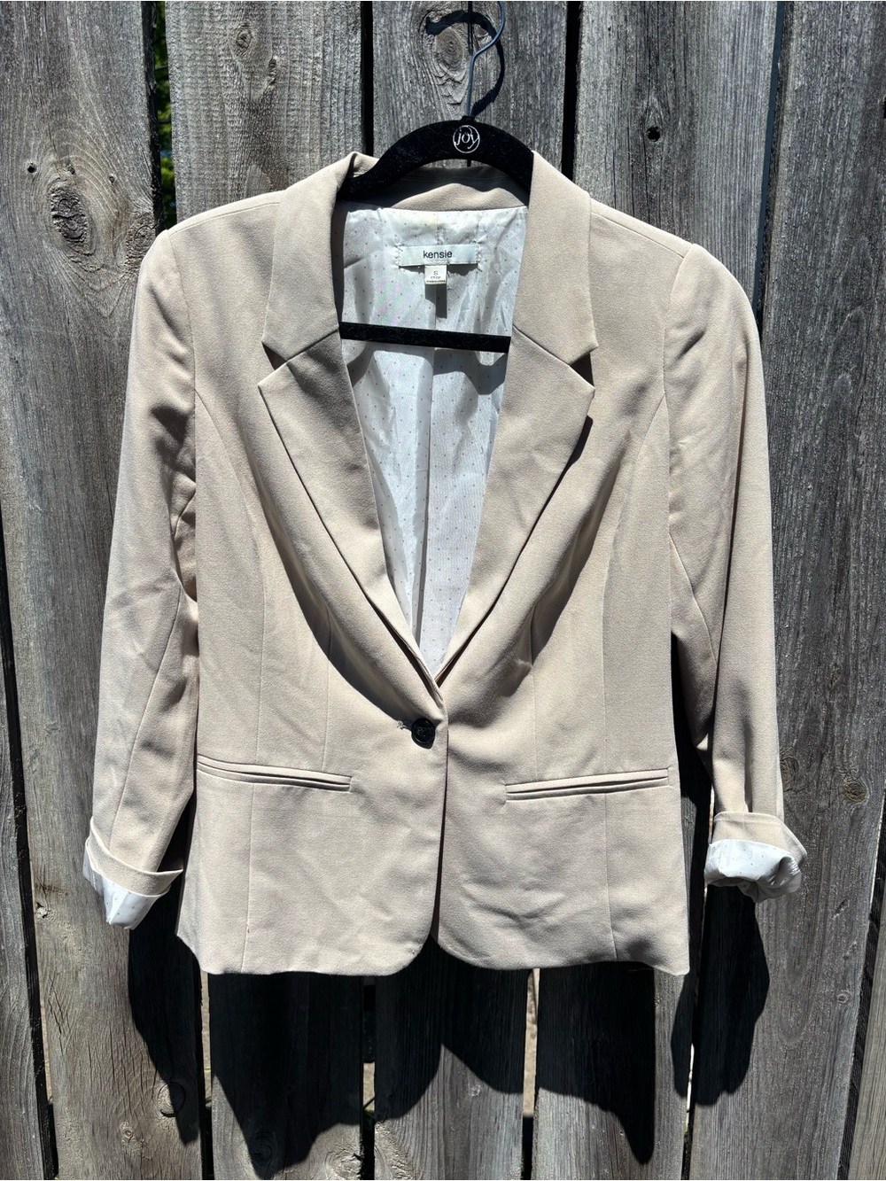 kensie Women's Beige Single-Button Cropped Blazer